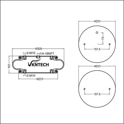 VKNTECH 1B7010-1 CONVOLUTED  AIR SPRING REPLACE Firestone W01-358-7010 PICK UP AIR SPRING material bellow: NR