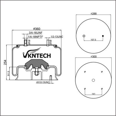 TRAILER AIR SPRING DZ95259440308  REPLACED   Firestone 1T19ZK-5.7 W01-M58-8060 WO1-M58-8060 W01M588060  WITH  ALUMINUM PISTON