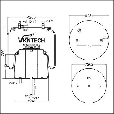 AIR SPRING SCANIA 1440305 492680  Goodyear 556028561  Phoenix 1DF20A-2 REPLACE BY VKNTECH 1K6305
